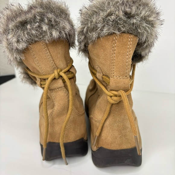 Lands End Ankle Boots Size 6.5 Suede Faux Fur - Picture 10 of 12